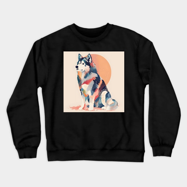 70s Alaskan Malamute Vibes: Pastel Pup Parade Crewneck Sweatshirt by NatashaCuteShop